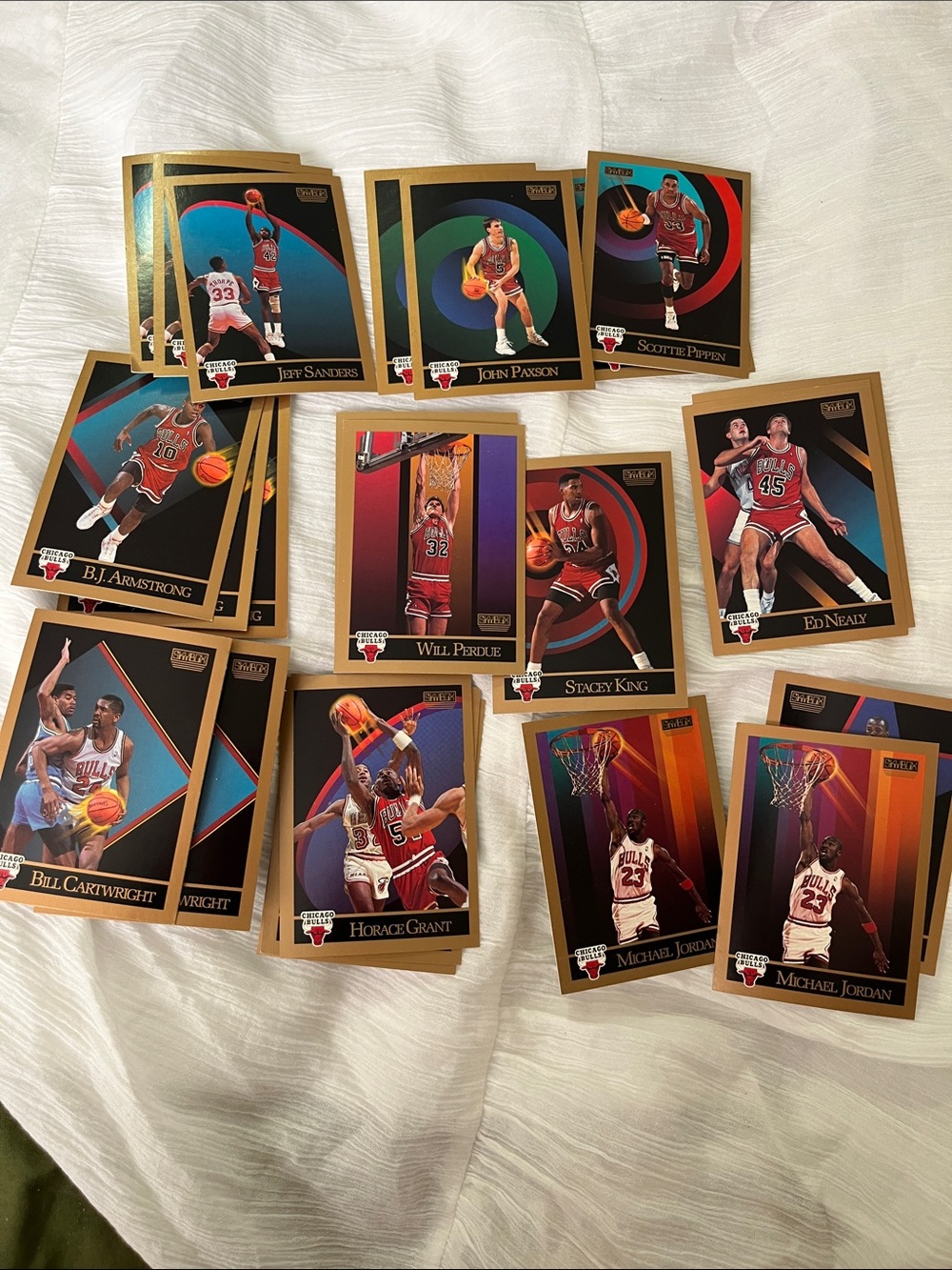 NBA Chicago Bulls Collector Card Set with Gold Borders and Red Uniforms